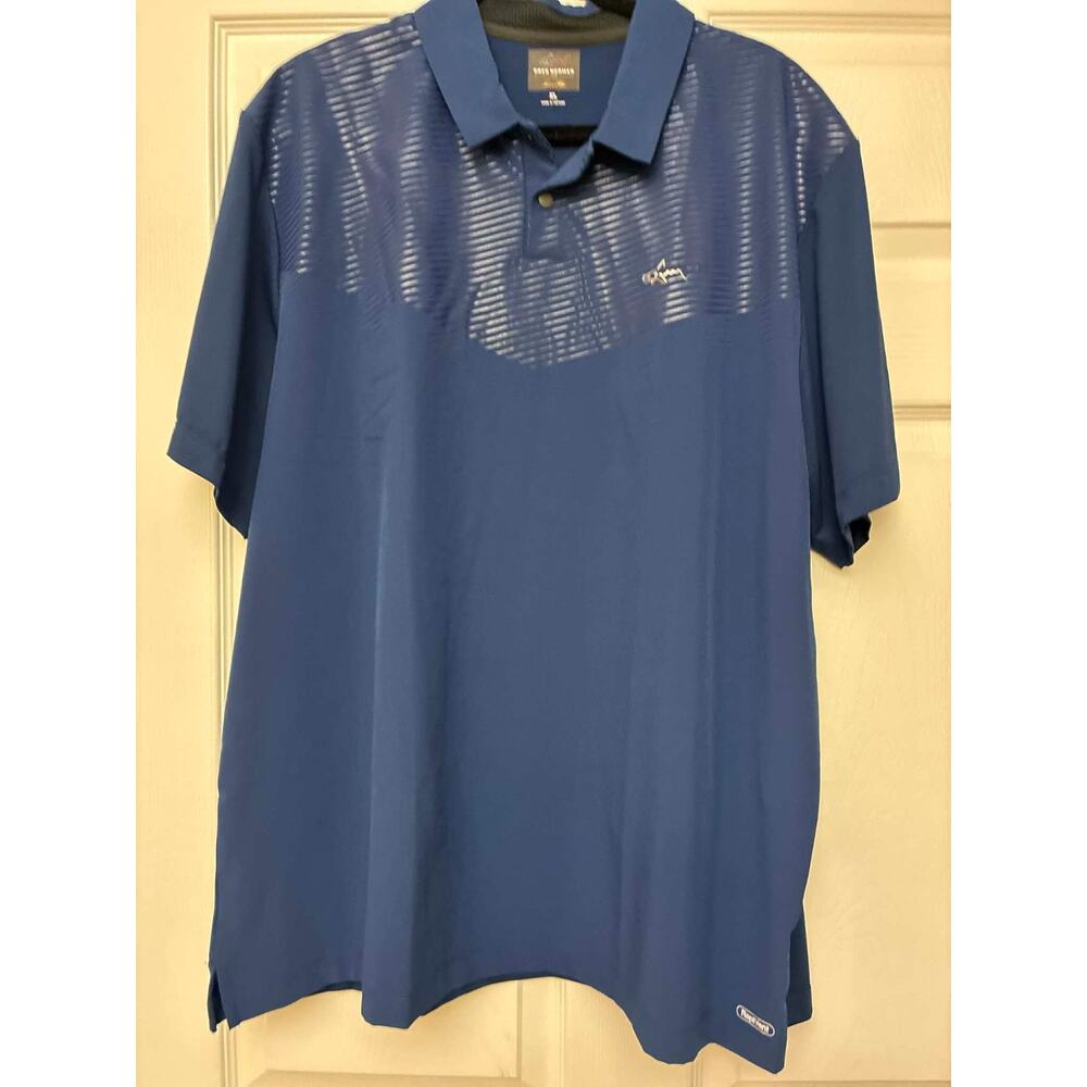 Greg Norman Tasso Elba Polo Shirt XL Blue Shark Logo RapiVent Golf Performance